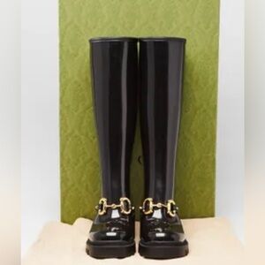 Gucci Black Ankle Boots with Gold Detail